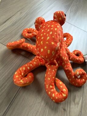 VINTAGE NWT!! K&M International Orange Yellow Octopus Plush Stuffed Animal